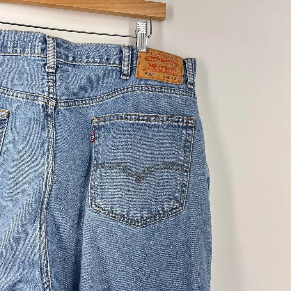 Levis 560 Comfort Fit Jeans Mens 40x34 Blue Medium Wash Loose Tapered‎ Denim
